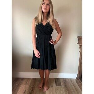 1950s Vintage Aline Black Crepe Cocktail Dress Sz M